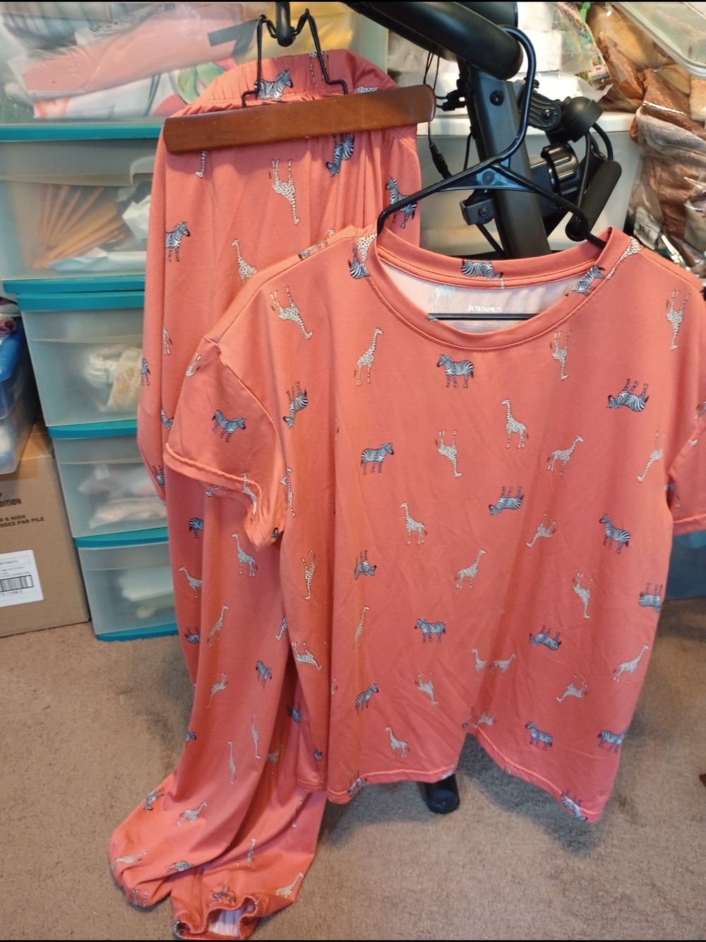 Pink Coral Safari Print  Adults. Pajamas -Joyspun Lightweight Two-Piece Set.